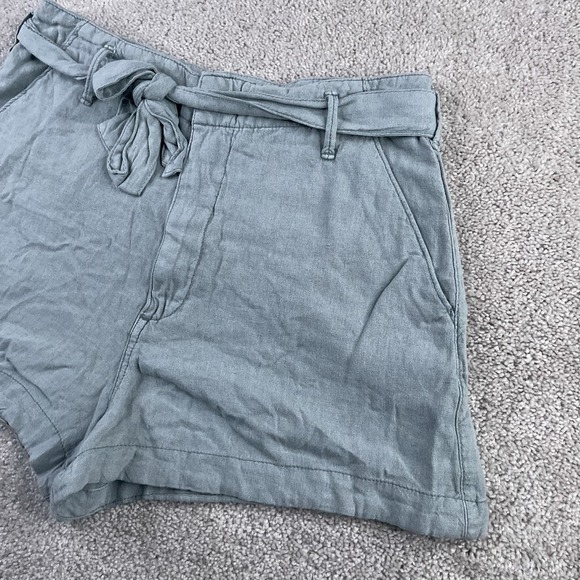 Abercrombie and Fitch Shorts Womens Medium Green Linen Blend Waist Tie NEW NWT - Picture 2 of 15